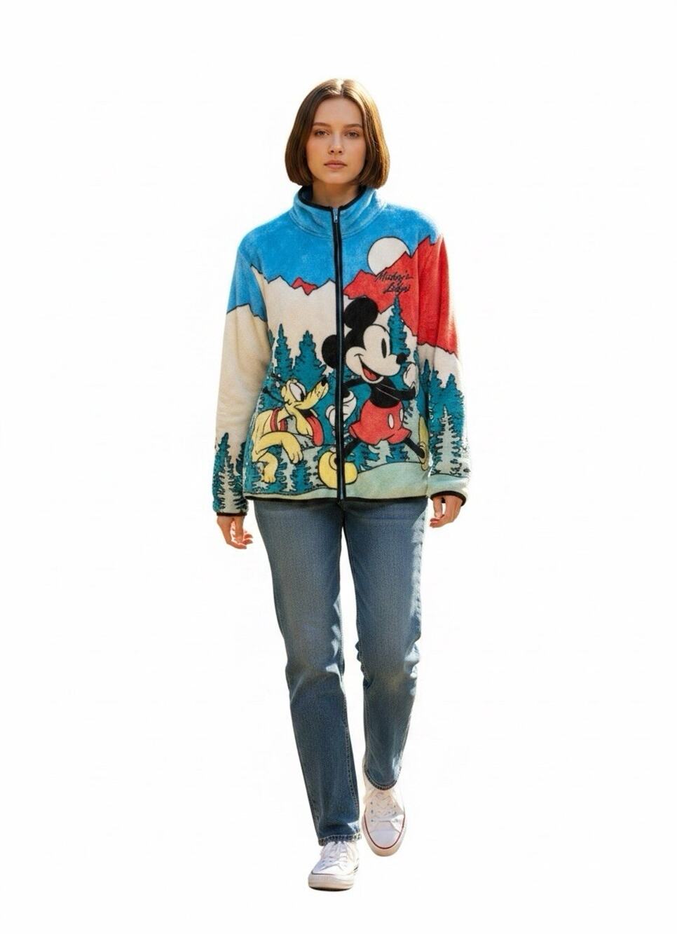 Isaac Morris Women's Character Scenic Full Zip Fleece Jacket Mickey Mouse XS